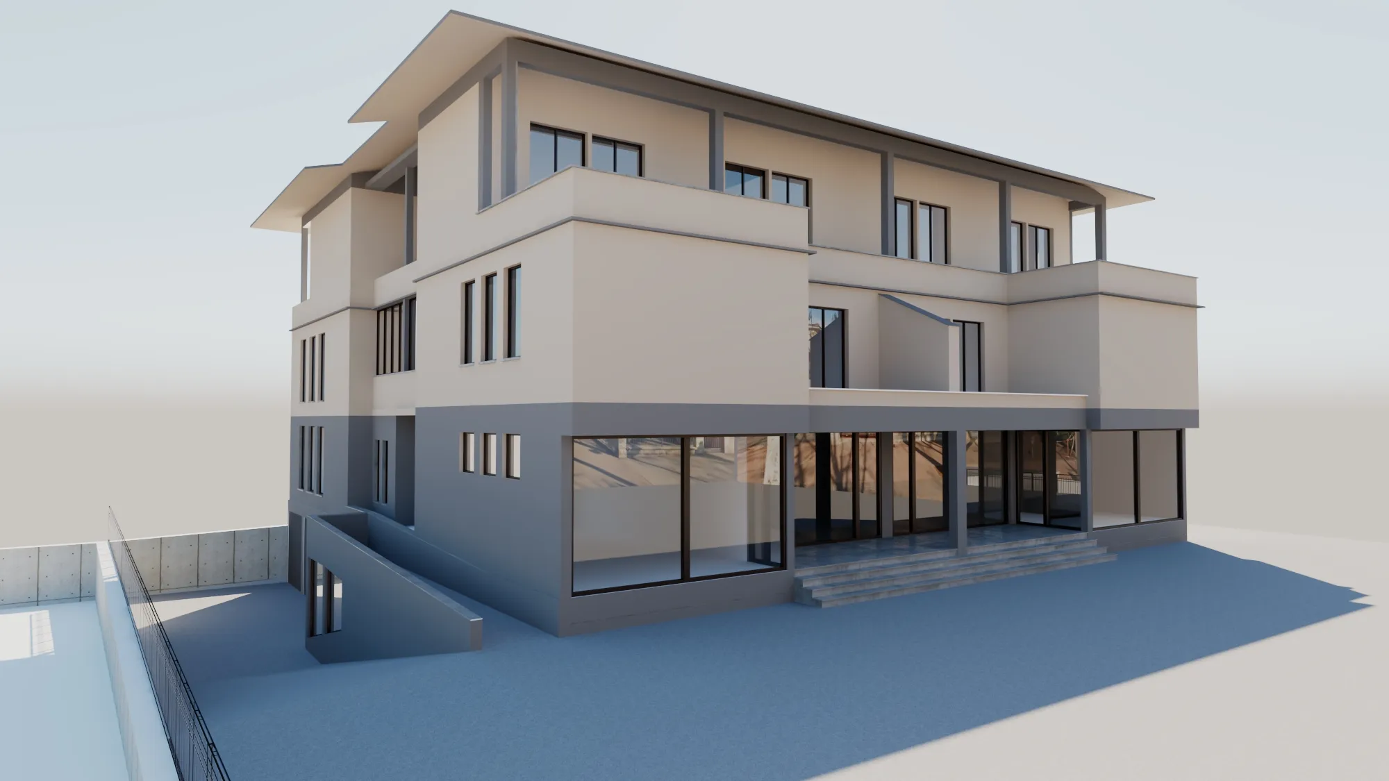 Condominio di Via Adua prima dei lavori e render del progetto — Render